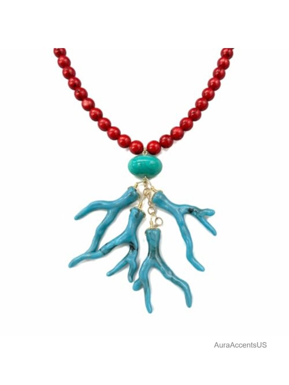 Boho Resin Acrylic Coral Pendant Necklace Adjustable Beaded Jewelry Gift